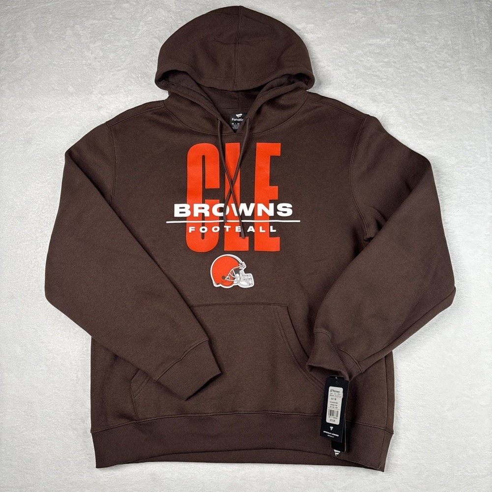 Fanatics Cleveland Browns CLE Football Hoodie Mens Medium Brown Orange